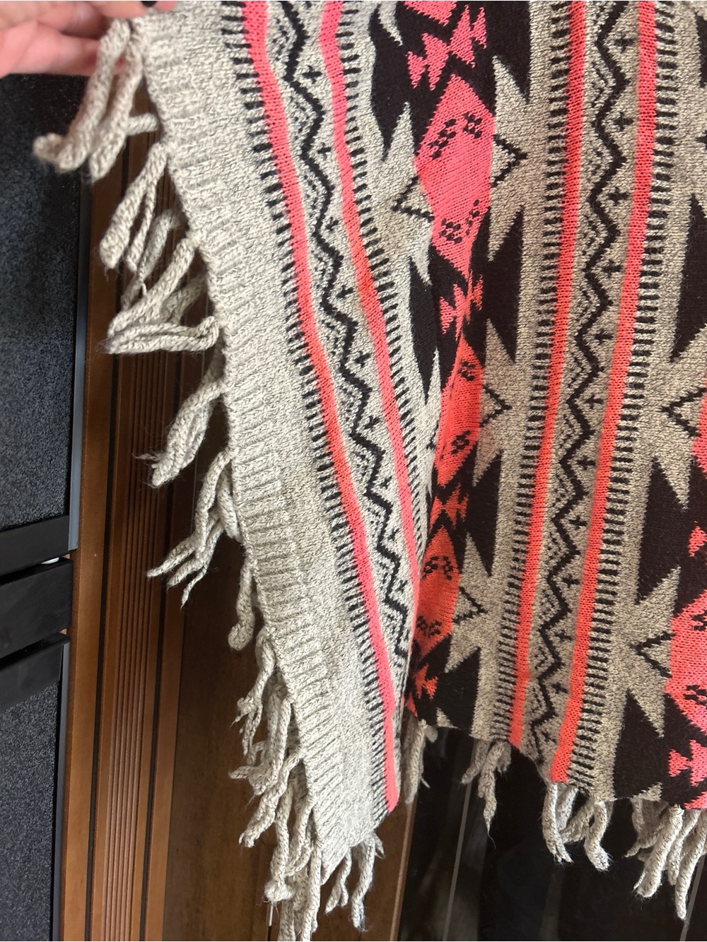 Soho Apparel Neon Southwest Geometric Knit Poncho Size M - Picture 4 of 6